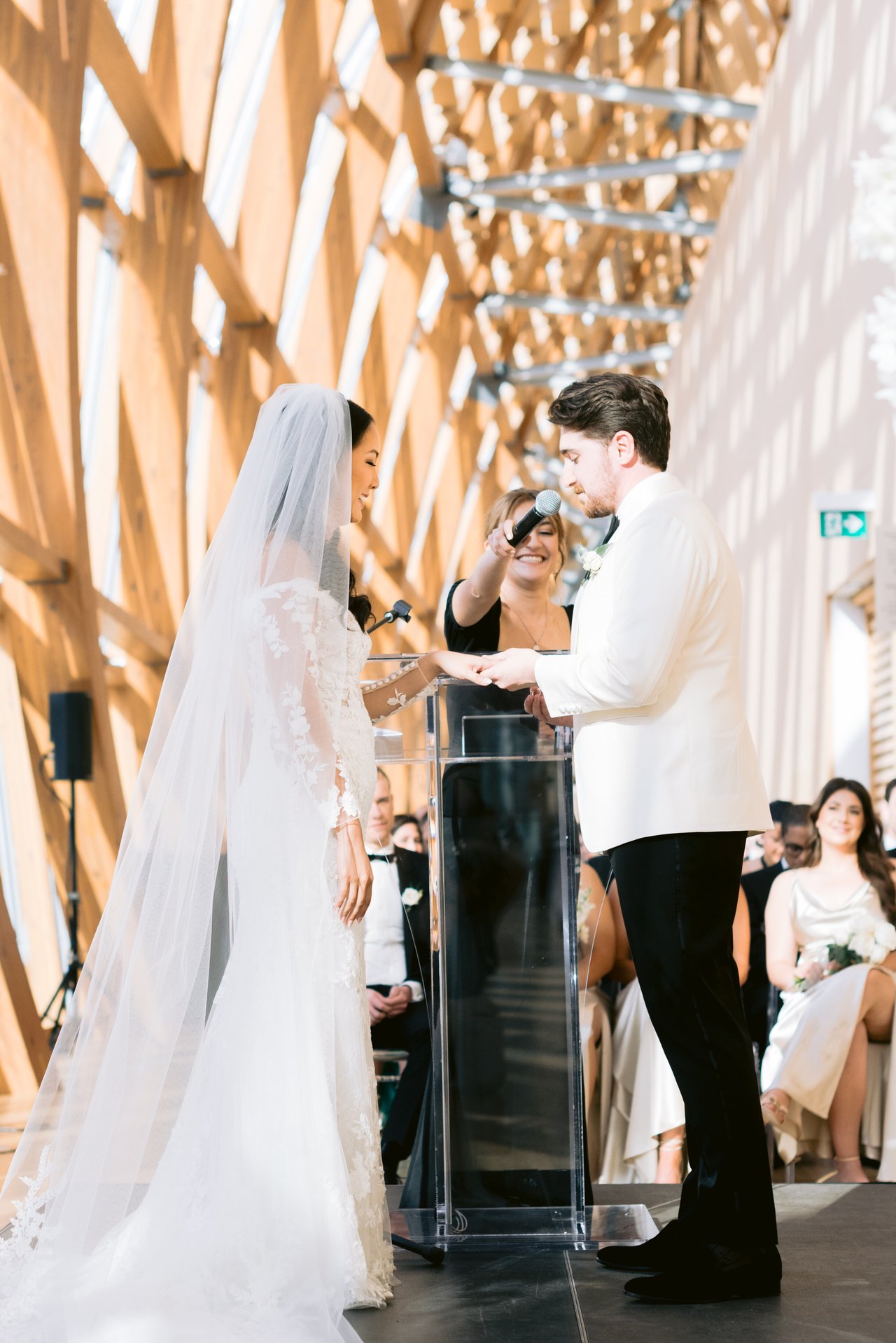 The veil backlit at the altar