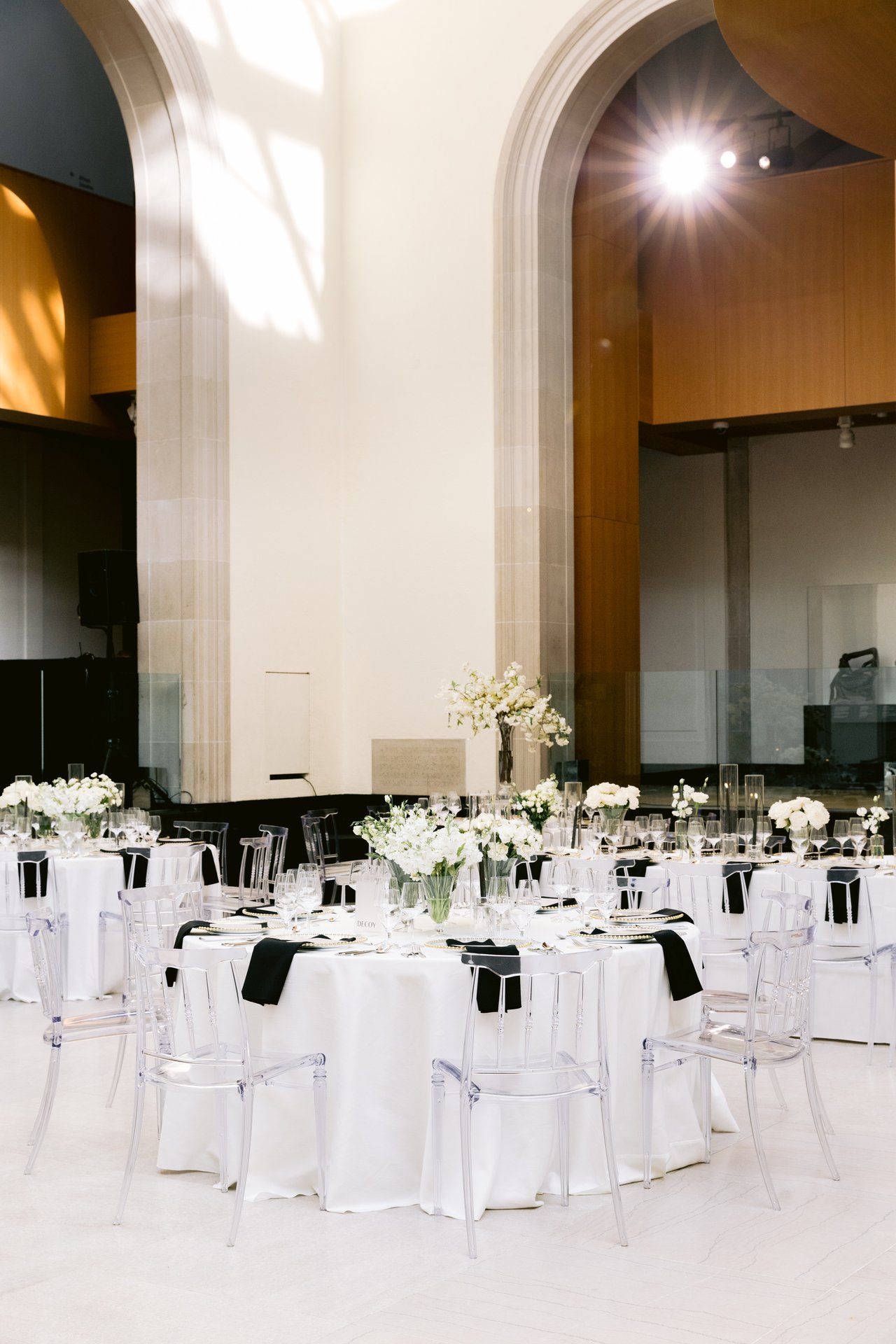 The reception room, in black and white