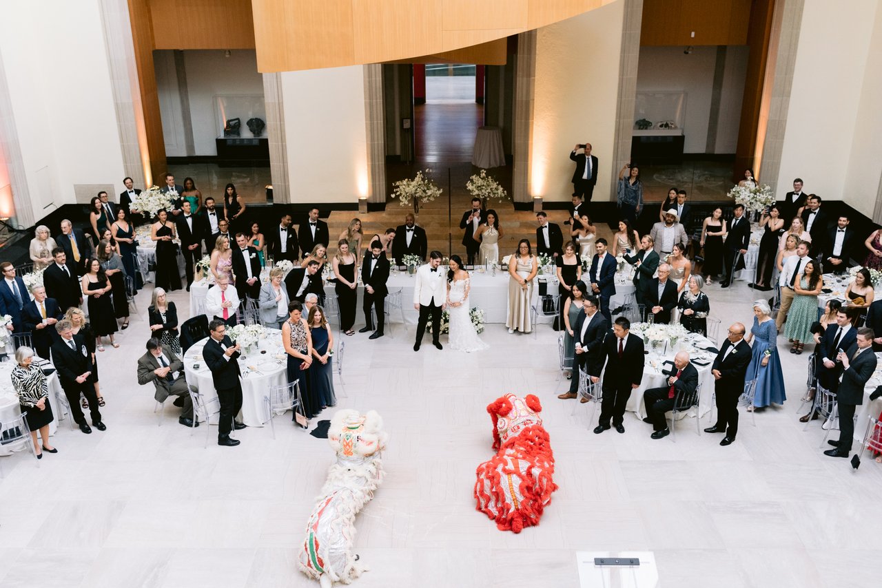 The lion dance on the floor