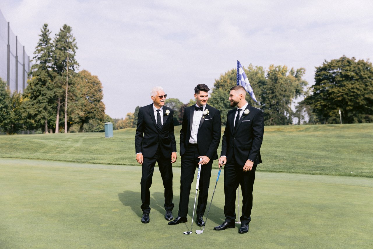 The groomsmen on the course