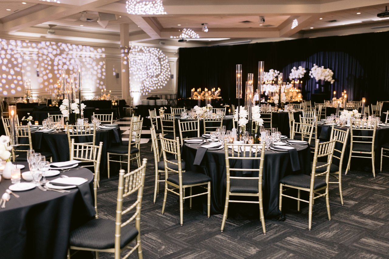 The ballroom, candlelit