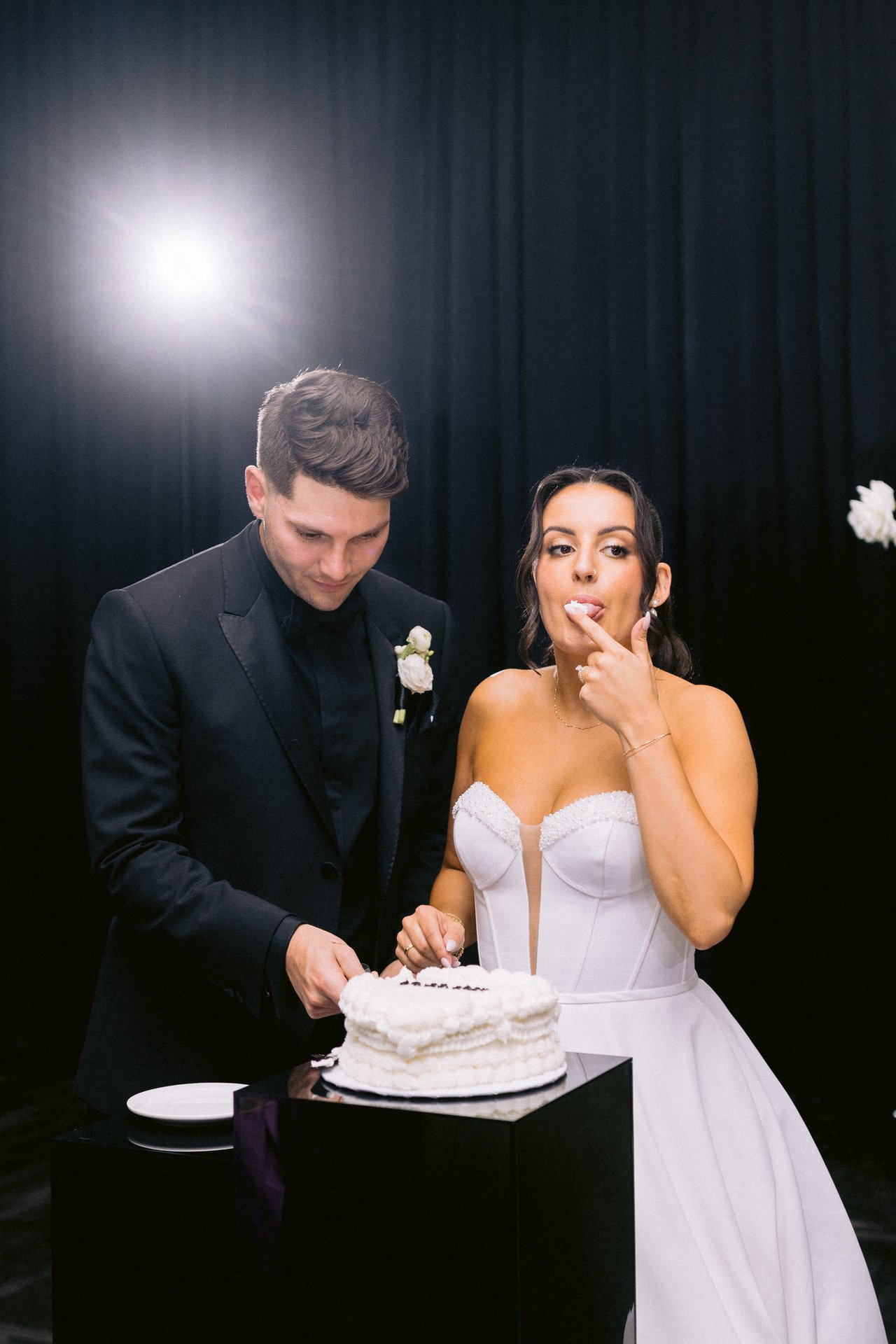 Cake between them
