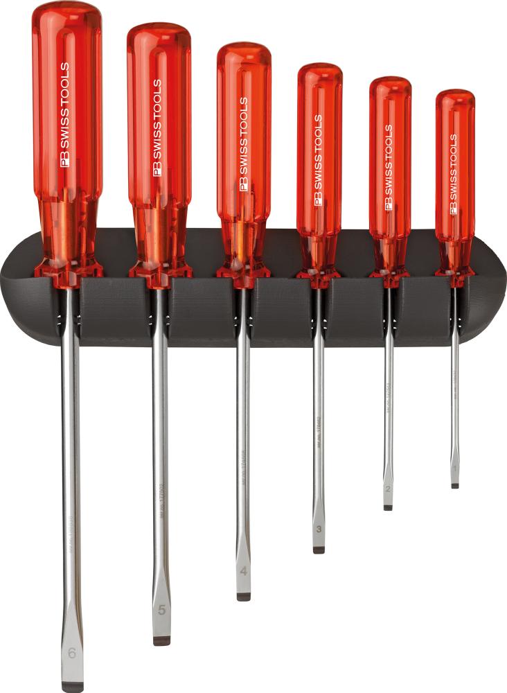 Imagen de JUEGO DE DESTORNILLADORES6 PIEZAS CABEZA PLANA EN SOPORTE MURAL CLASSIC PB SWISS TOOLS