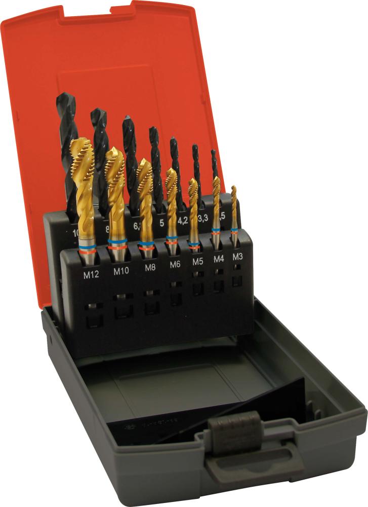 Imagen de MACHOS ROSCAR A MÁQUINA, JUEGO FAT TANDEM DIN376 TIN FORMA B M3-M12+BROCA AGJO