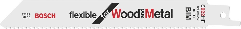 Imagen del producto Hoja de sierra de sable S922 HF Bosch U.E. = 100 unidades Flex. p. madera y metal