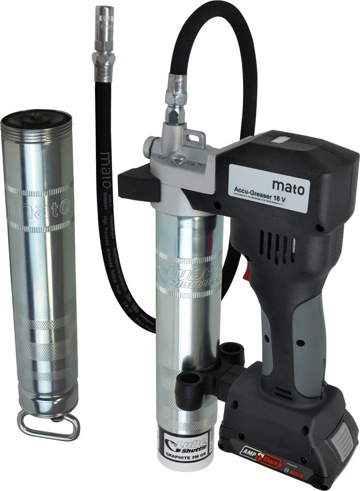 Imagen del producto Pistola de engrasar a batería 18V/2Ah PREMIUM-S-LS AMPShare concargador y batería MATO