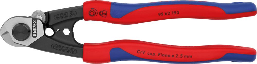 Imagen de CORTACABLES CABLE TRENZADO PULIDO CON MANGO2 COMPONENTES 190MM KNIPEX