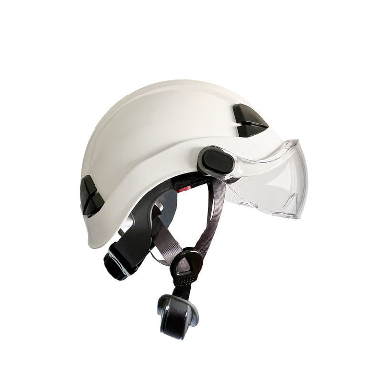 Imagen del producto CASCO BLANCO CON BARBOQUEJO Y VISOR