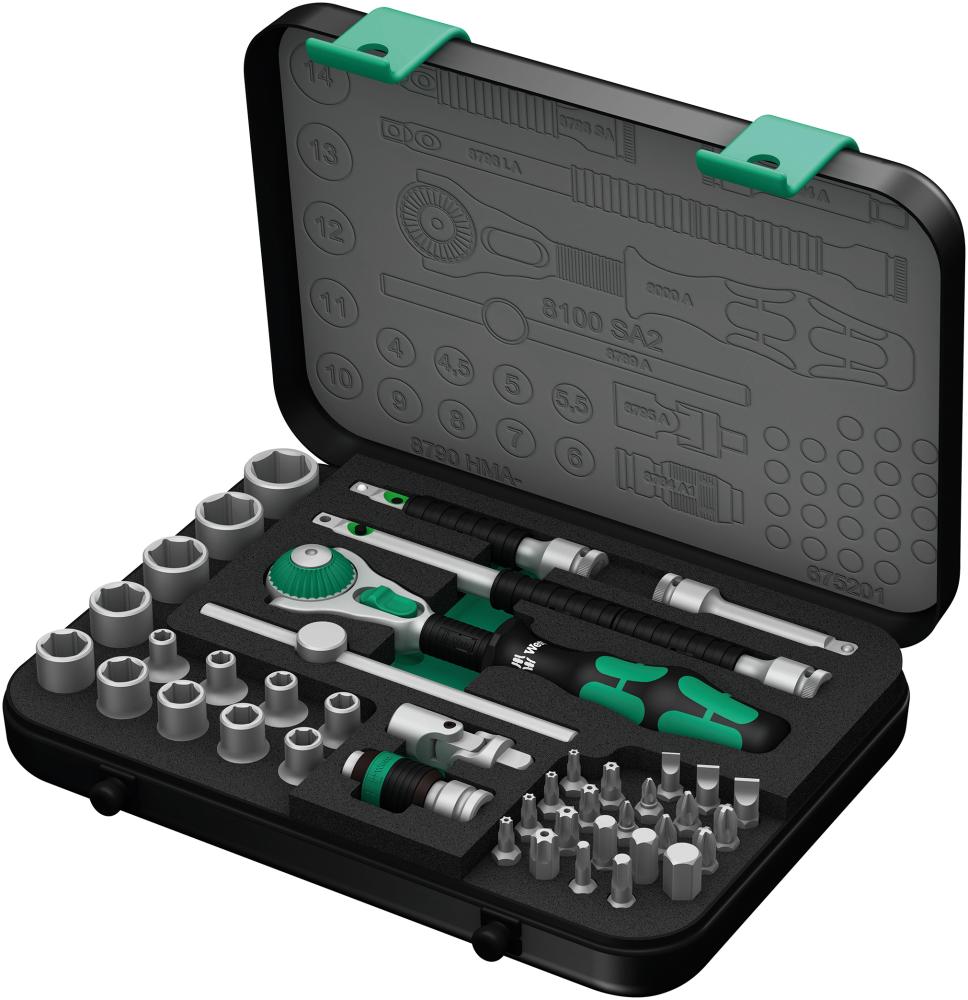 Imagen de JGO LLAVES VASO 1/4" 05003533001 ZYKLOP SPEED 42 UNIDADES WERA