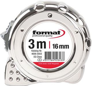Imagen del producto Cinta métrica de bolsillocromada 3mx16mm FORMAT