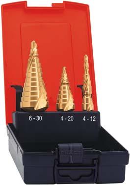 Imagen del producto Jgo brocas escalonadas HSS TiN ranurada helicoidal 4-30mm FORMAT