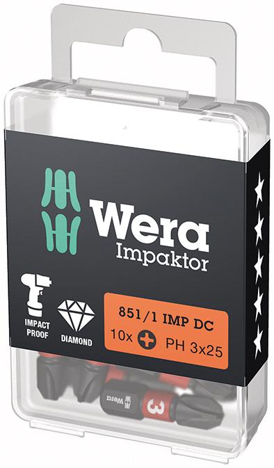 Imagen de PUNTA IMPAKTOR 1/4" DIN 3126 C6,3 PH3X25MM PAQUETE 10 UDS WERA
