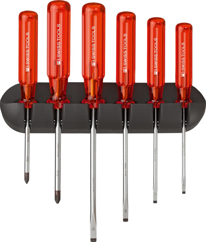 Imagen de JUEGO DESTORNILLADORES 6 PIEZAS PLANO PH EN SOPORTE MURAL CLASSIC PB SWISS TOOLS