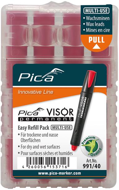 Imagen del producto Juego de minas para Rotulador permanente VISOR industrial rojo Pica