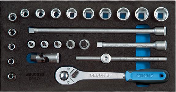 Imagen de MÓDULO HTA CT1/3 JGO LLAVES VASO 3/8" GEDORE