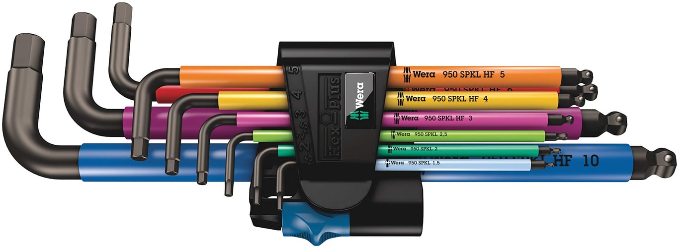 Imagen del producto JUEGO LLAVES ALLEN BOLA LARGAS COLORES 950 SPKL/9 PZAS SM N