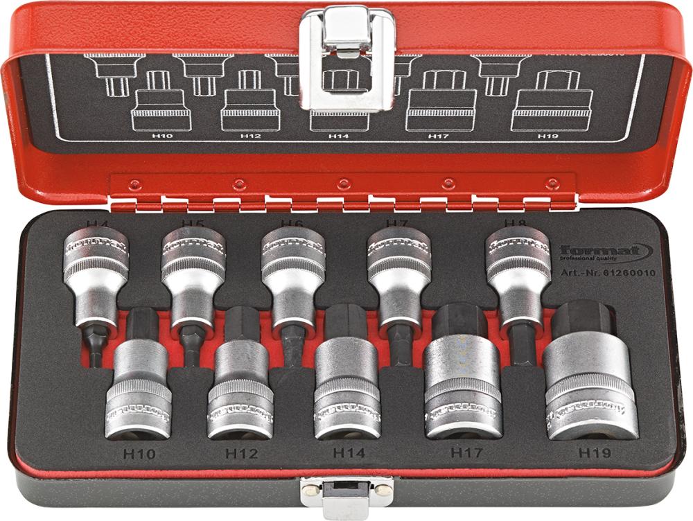 Imagen del producto Jgo puntas destornillador1/2" hembra hex 4-19mm FORMAT