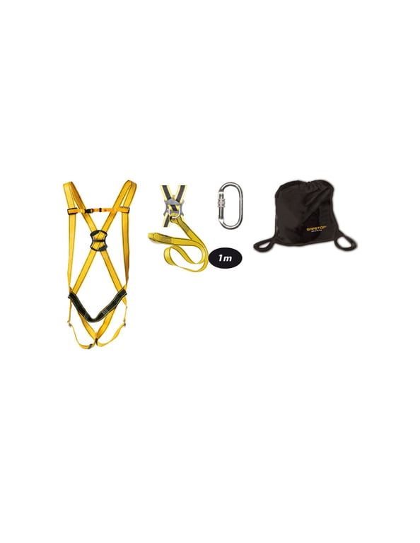 Imagen del producto ARNES BASICO COMPLETO CUERDA 1MT+1 MOSQUETON+MOCHILA