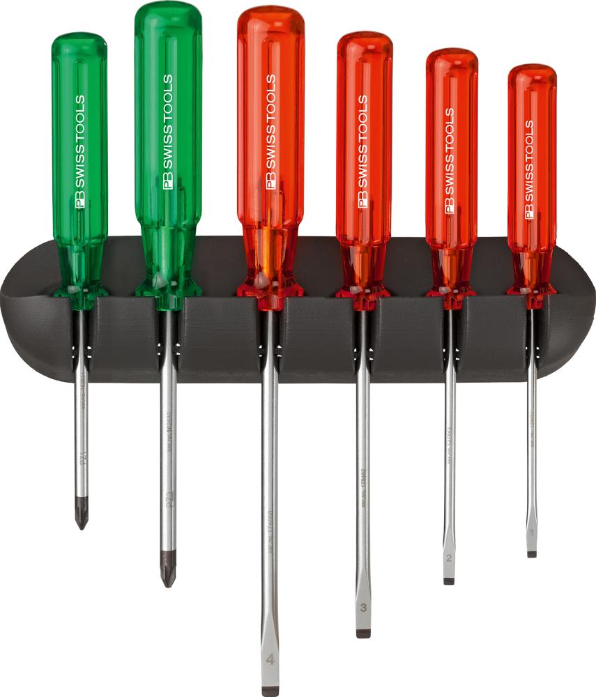 Imagen de JUEGO DESTORNILLADORES 6 PIEZAS PLANO PZ EN SOPORTE MURAL CLASSIC PB SWISS TOOLS