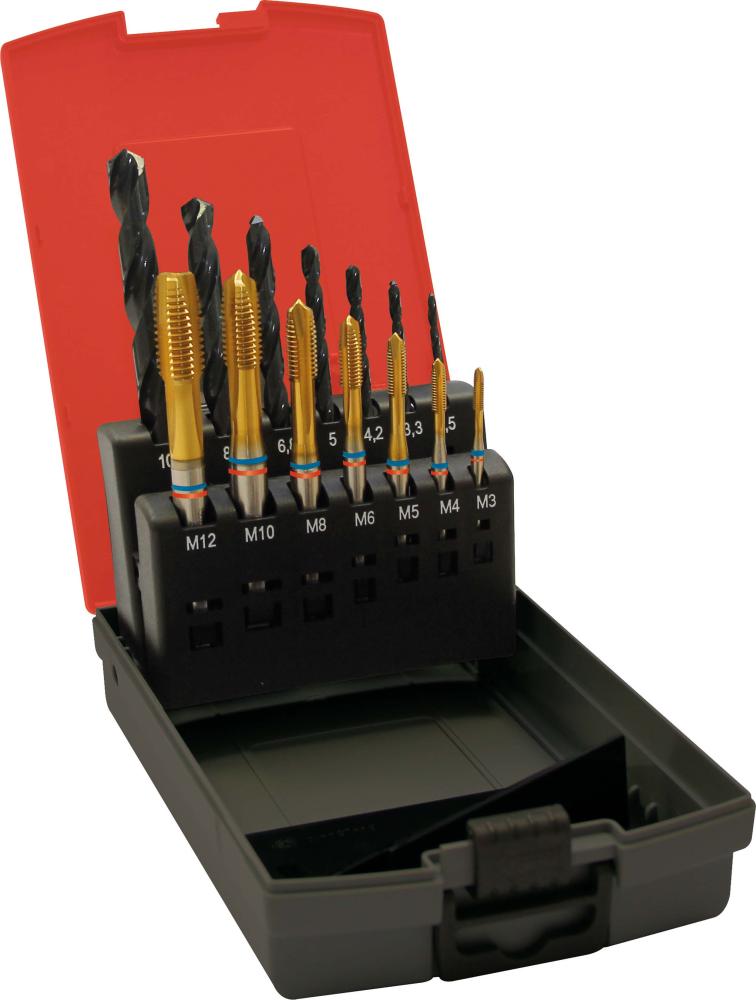 Imagen de MACHOS ROSCAR A MÁQUINA, JUEGO FAT TANDEM DIN371 HSSE- PM TIN TIPO N 6G FORMA
