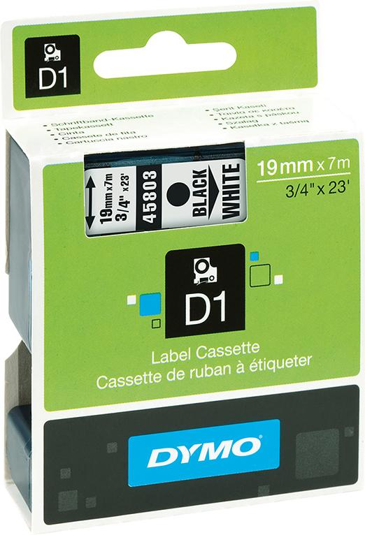 Imagen de CINTA ESCRITURA D1 45803 NEGRO/BLANCO 19MMX7M DYMO