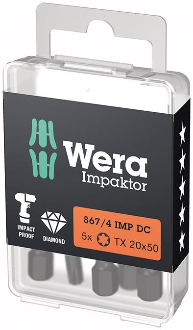 Imagen de PUNTA IMPAKTOR 1/4" DIN 3126 E6,3 T20X50MM PAQUETE 5 UDS WERA