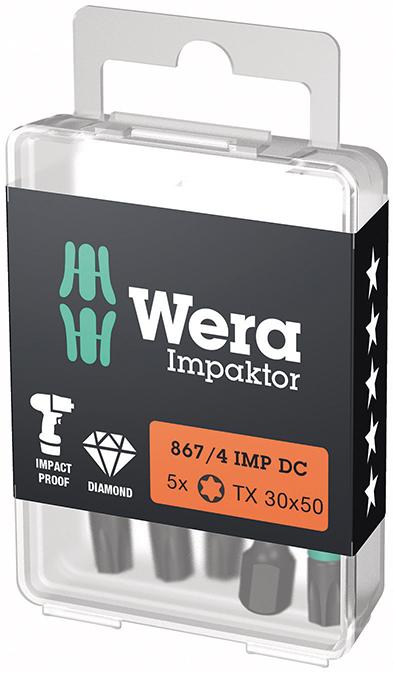 Imagen de PUNTA IMPAKTOR 1/4" DIN 3126 E6,3 T30X50MM PAQUETE 5 UDS WERA