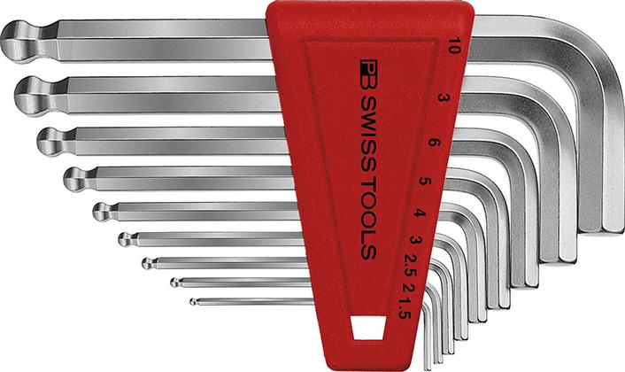 Imagen del producto Juego llaves Allen en soporte plástico 9 piezas, 1,5-10mm Pta esfér PB Swiss Tools