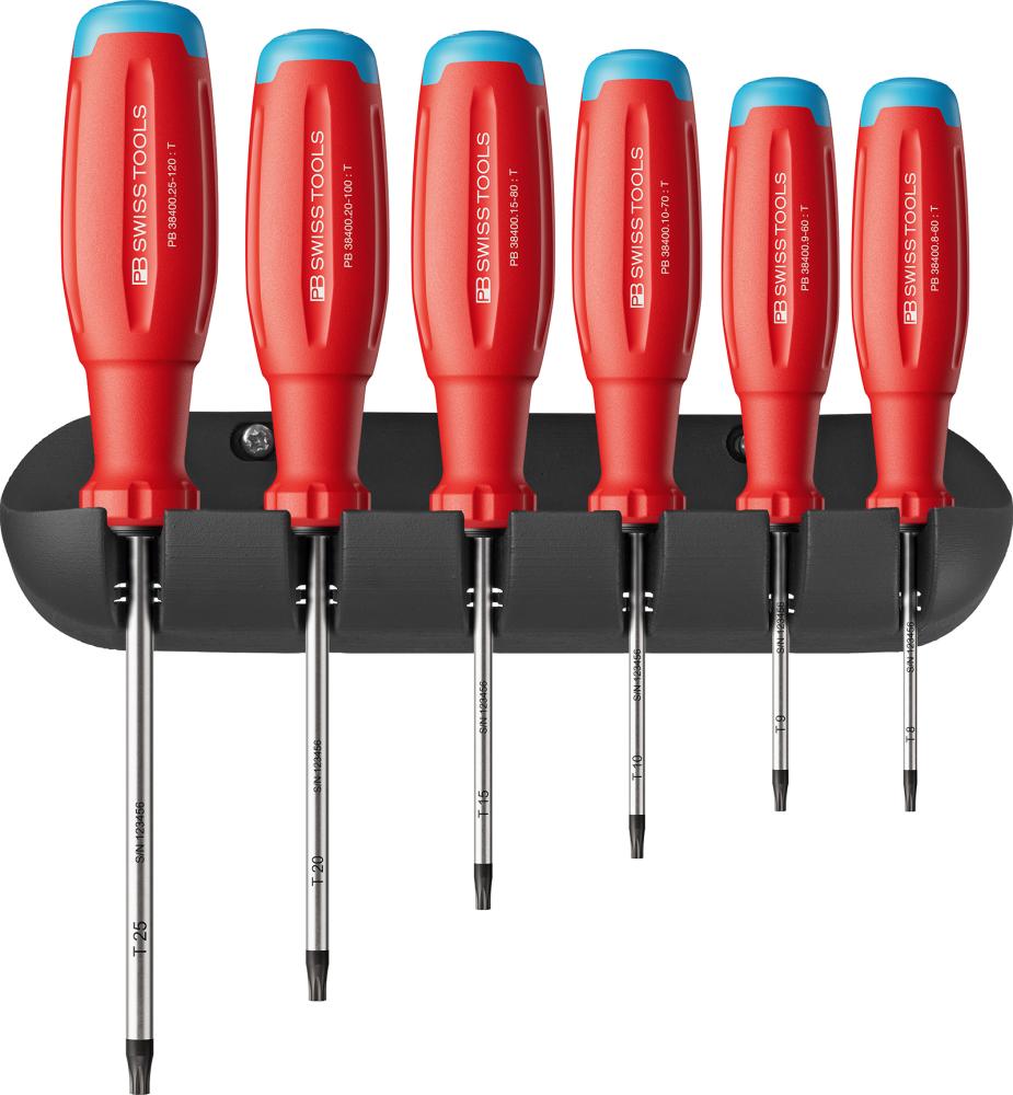 Imagen de JUEGO DESTORNILLADORES 6 PIEZAS TORX EN SOPORTE MURAL SWISSGRIP EVO PB SWISS