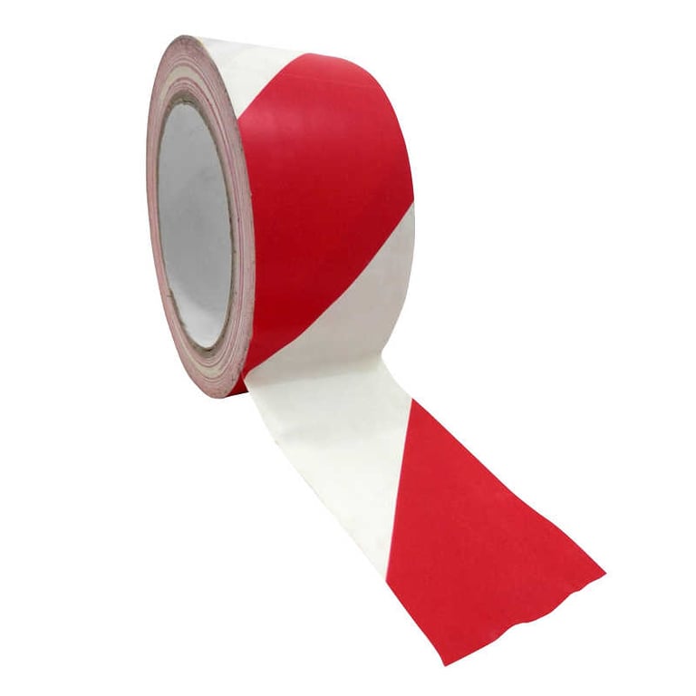 Imagen del producto Rollo de cinta de señalización roja blanca 7cm X 200MT