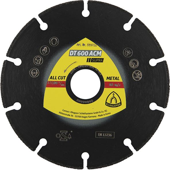 Imagen del producto Disco de corte diamantadoDT 600 ACM Supra 115x1,3X22,23mm KLINGSPOR