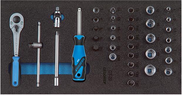 Imagen de MÓDULO HTA CT1/3 JGO LLAVES VASO 1/4" GEDORE