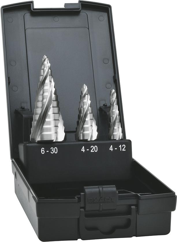 Imagen del producto Juego broca escalon. HSS Ranura espiral cuádruple 4-30 mm EXACT