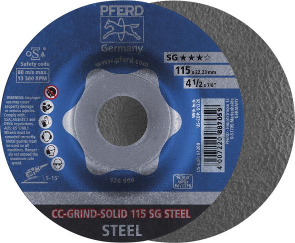 Imagen de MUELA ABRASIVA CC-GRIND SOLID SG STEEL 115MM PFERD