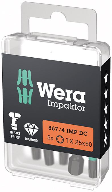 Imagen de PUNTA IMPAKTOR 1/4" DIN 3126 E6,3 T25X50MM PAQUETE 5 UDS WERA