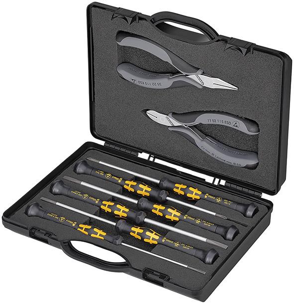 Imagen de JGO ALICATES ELECTRÓNICA ESD 8 PZAS KNIPEX