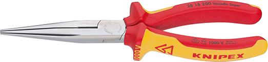 Imagen de ALICATES DE BOCA SEMIRREDONDA VDE RECTO C/MANGO VARIOS COMPONENTES 200MM KNIPEX