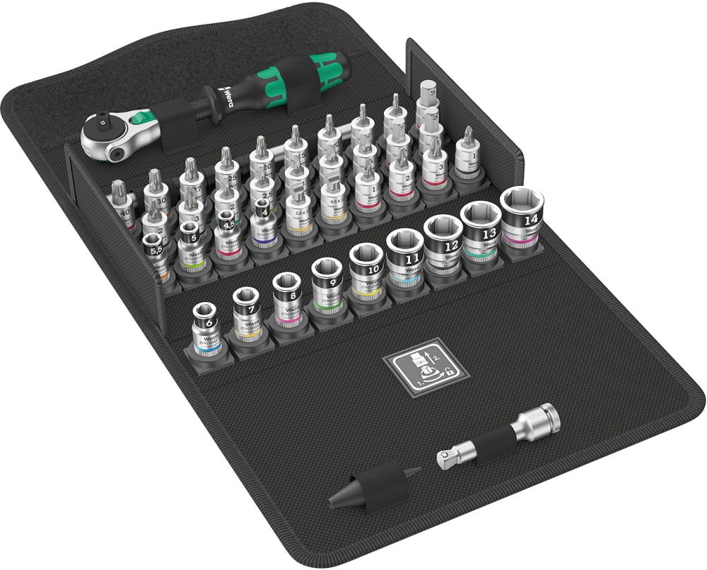 Imagen de JGO LLAVES VASO 1/4" 05003755001 ZYKLOP SPEED 42 UNIDADES WERA