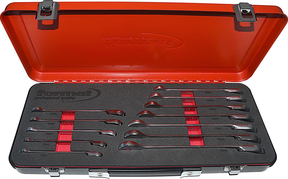 Imagen de JUEGO DE LLAVES CARRACA REVERSIBLE 8-19MM DE 12 PCS CAJA METAL FORMAT