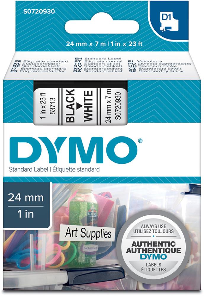 Imagen de CINTA ESCRITURA D1 53713 NEGRO/BLANCO 24MMX7M DYMO