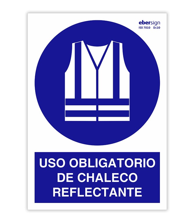 Imagen del producto SEÑAL USO OBLIGATORIO CHALECO REFLECTANTE A4 POLIESTIRENO