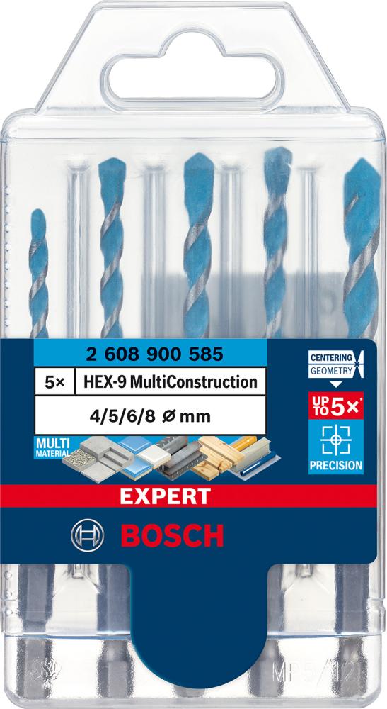 Imagen del producto Jgo. brocas de percusión HEX-9 5 pzas 4/5/6/8 mm MultiConstruction EXPERT Bosch