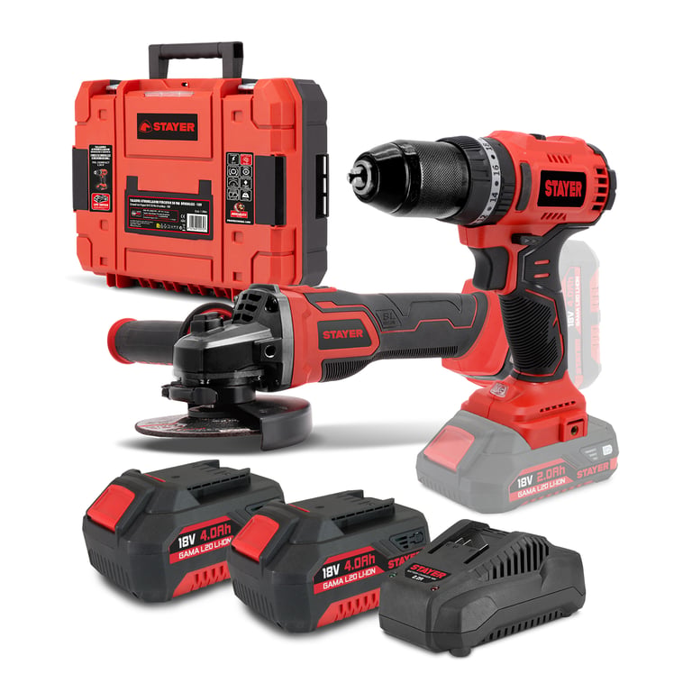Imagen del producto TALADRO PBL50 + AMOLADORA AGBX 115 2BAT.4AH + MALETIN