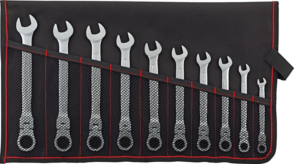 Imagen de LLAVE CARRACA ARTICULADA JUEGO 8-19MM 10 PIEZAS ENESTUCHE ENROLL. FORMAT