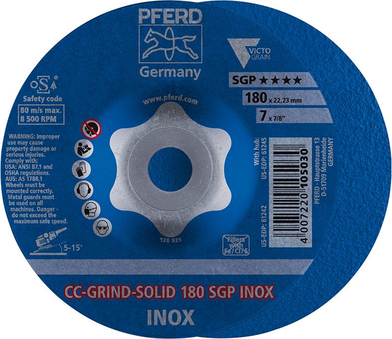 Imagen de MUELA ABRASIVA CC-GRIND SOLID SGP INOX 180MM PFERD