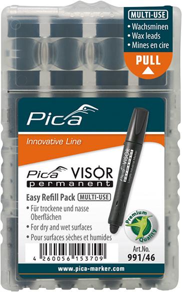 Imagen del producto Juego de minas para Rotulador permanente VISOR industrial negro Pica