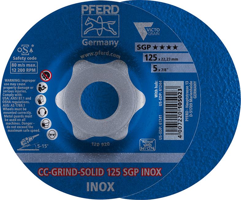 Imagen de MUELA ABRASIVA CC-GRIND SOLID SGP INOX 125MM PFERD