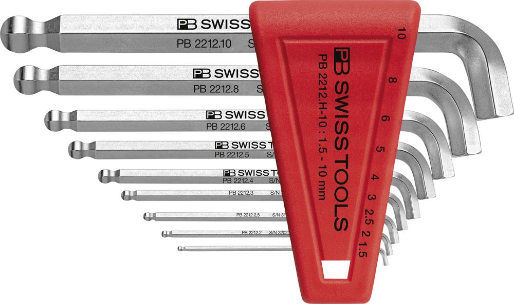 Imagen del producto Juego llaves Allen en soporte plástico 9 piezas1,5-10mm 100º cabeza esférica PB Swiss Tools