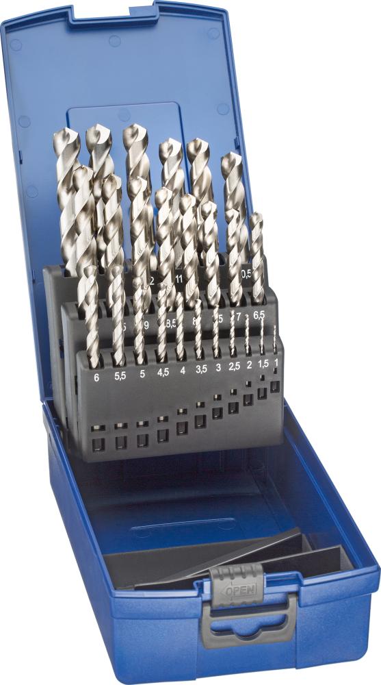 Imagen del producto Jgo broca espiral DIN388 HSSE rectificada tipo N 1-13mm FORTIS