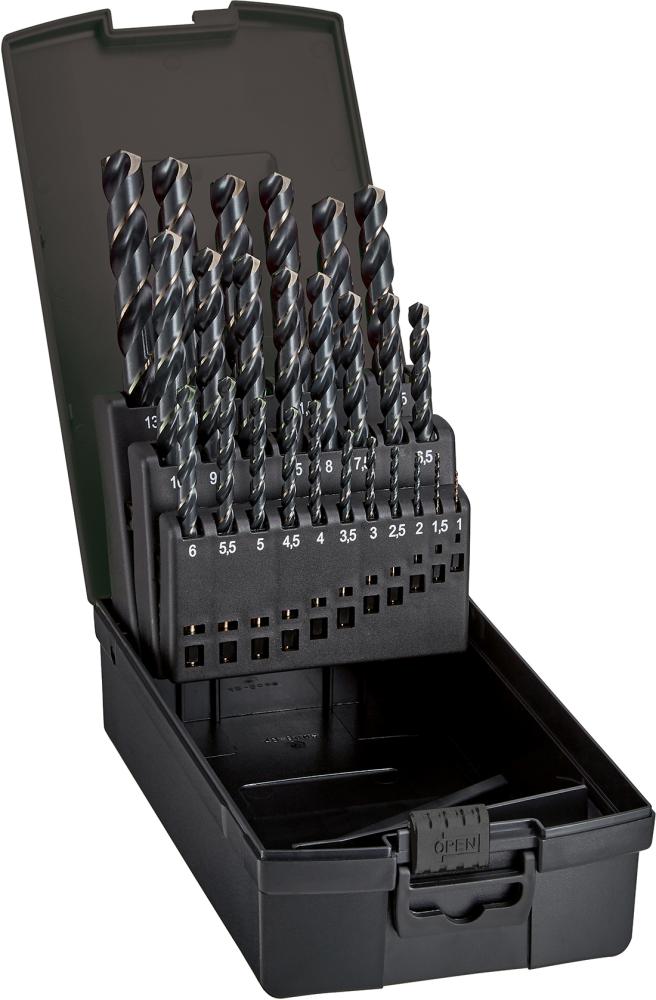 Imagen del producto Jgo broca espiral DIN338 HSS bronce 1-10mm 19 pzas, FORTIS